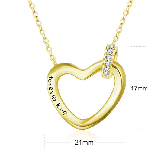 18K gold plated necklace heart forever love