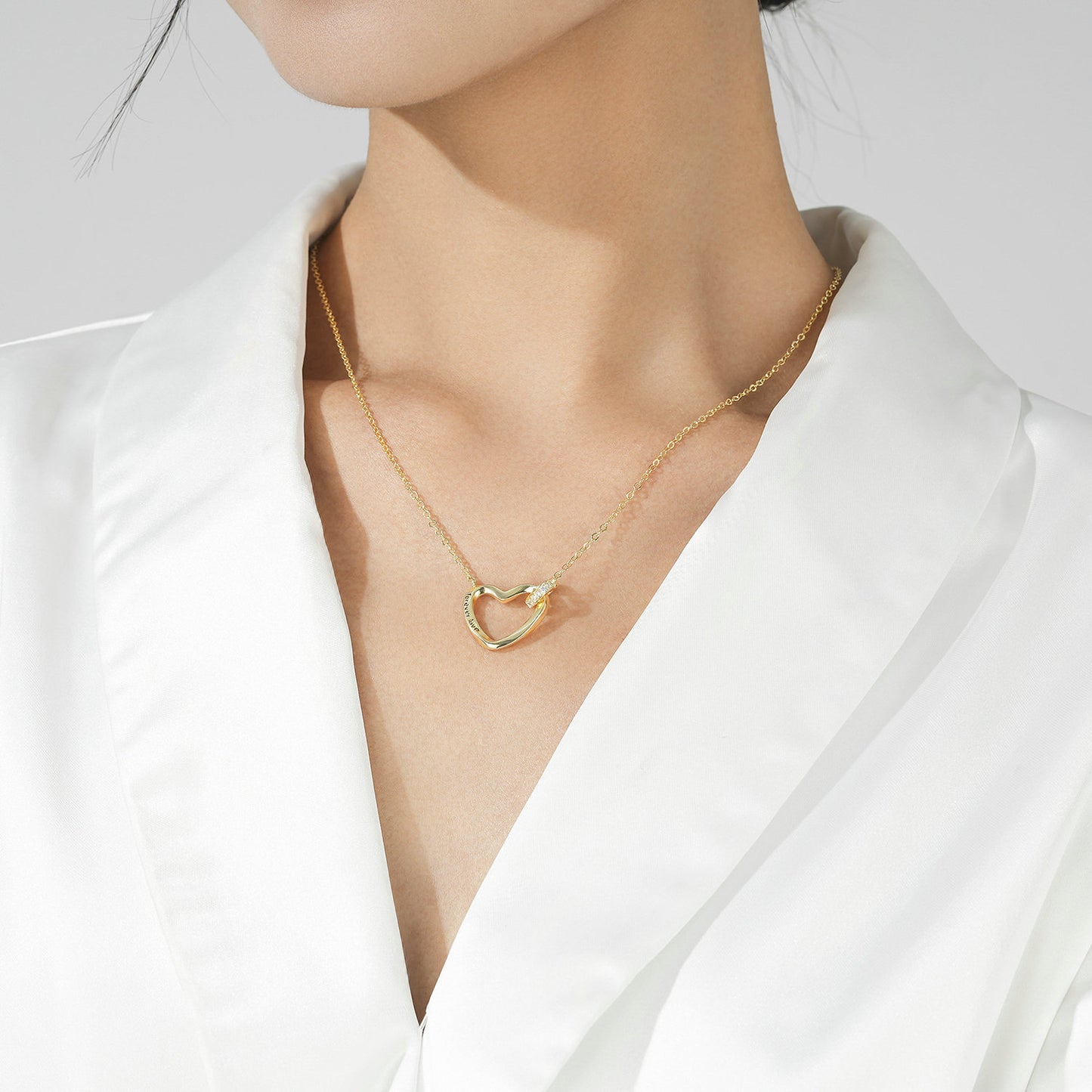 18K gold plated necklace heart forever love