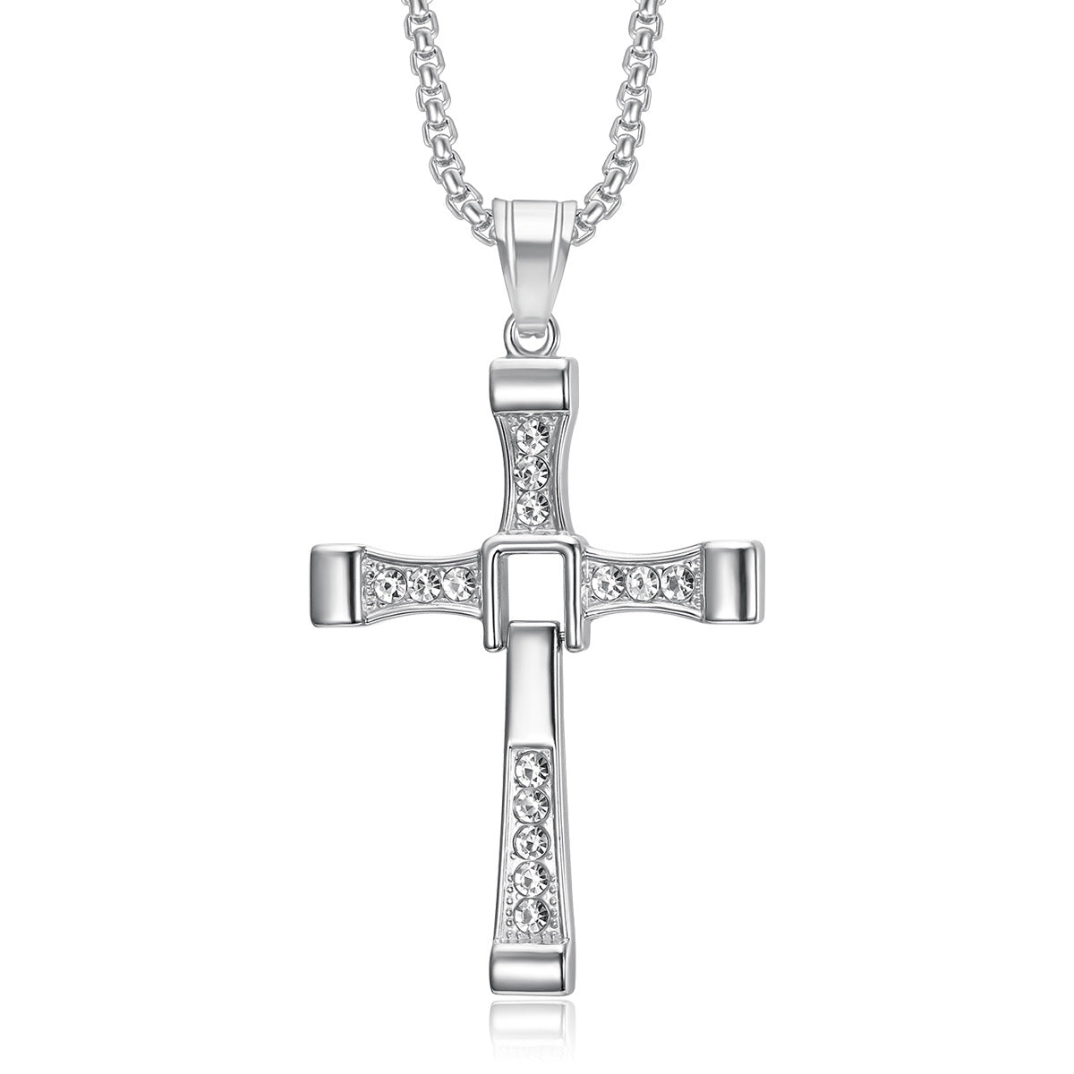 Stainless steel 316L pendant necklace unisex Cross Jesus wheat chain