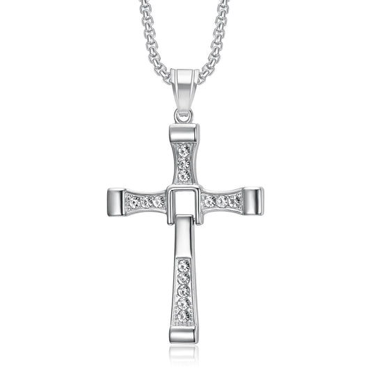 Stainless steel 316L pendant necklace unisex Cross Jesus wheat chain