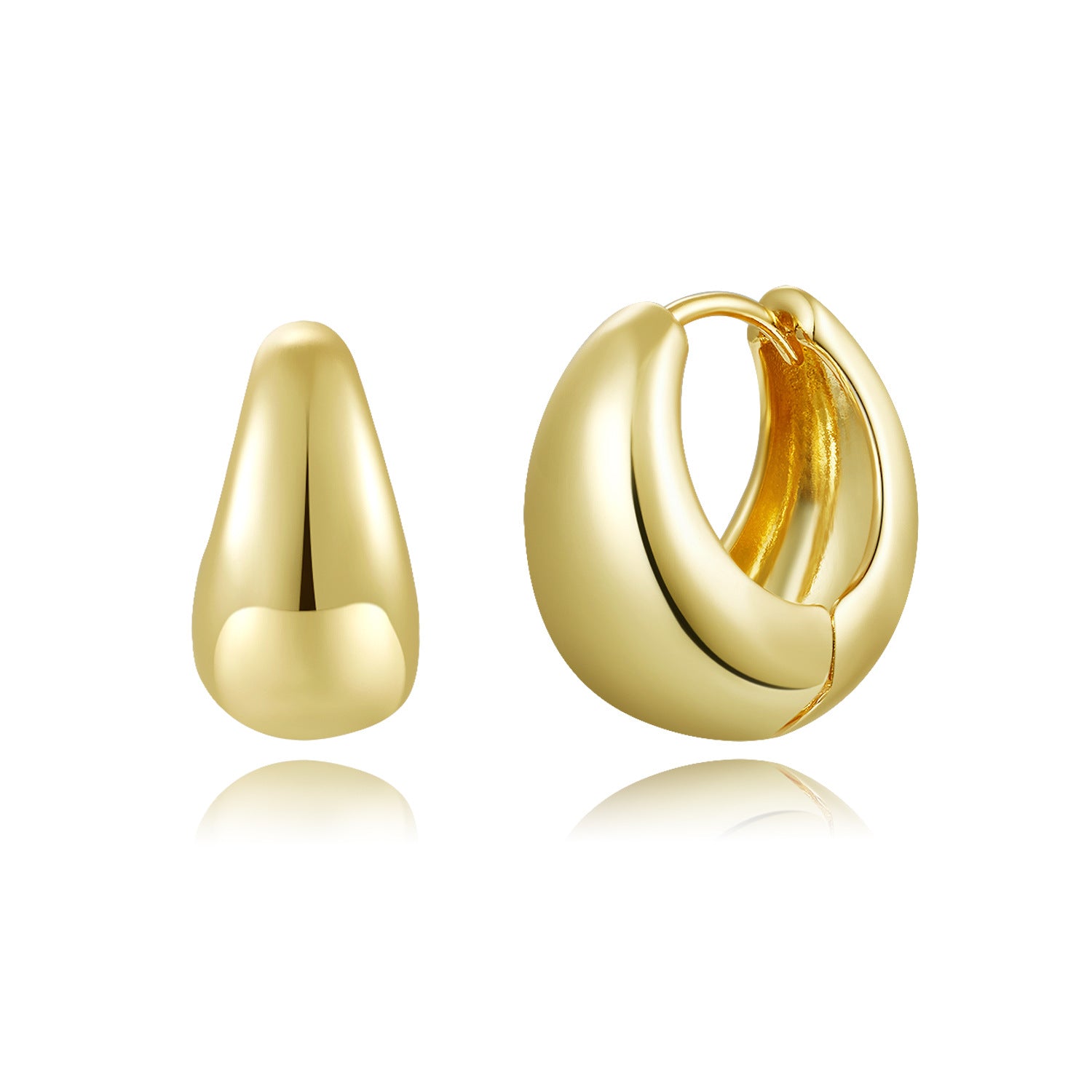 Chunky Puffed Huggie Earrings – 18K Gold Plated, 20mm