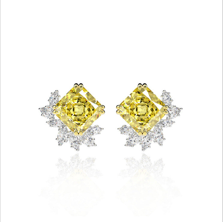 Cushion Leaf Cluster Stud Earrings – Sterling Silver