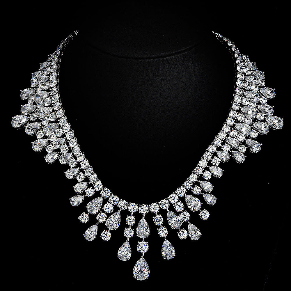 Pear-Cut Cascade Statement Necklace – Sterling Silver