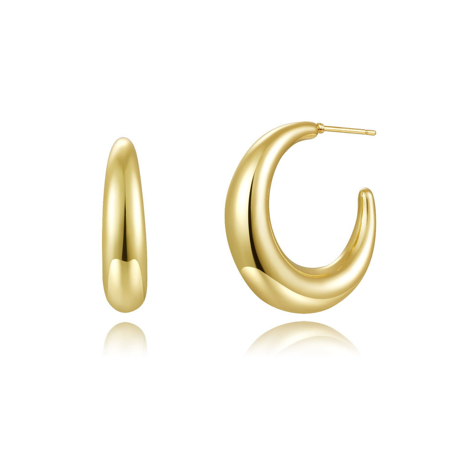 Chunky Crescent Hoop Earrings – 18K Gold Plated, 30mm