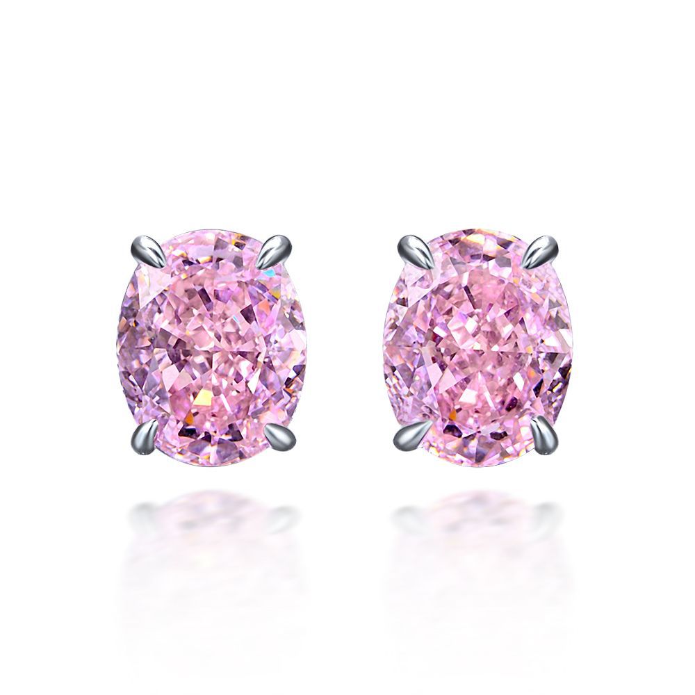 Large Oval Solitaire Stud Earrings – Sterling Silver