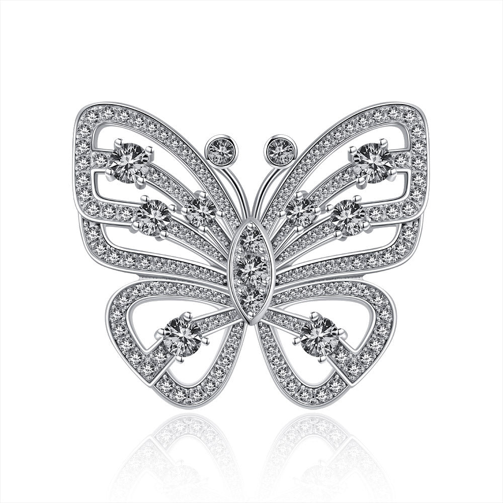Pavé Openwork Butterfly Statement Ring – Sterling Silver