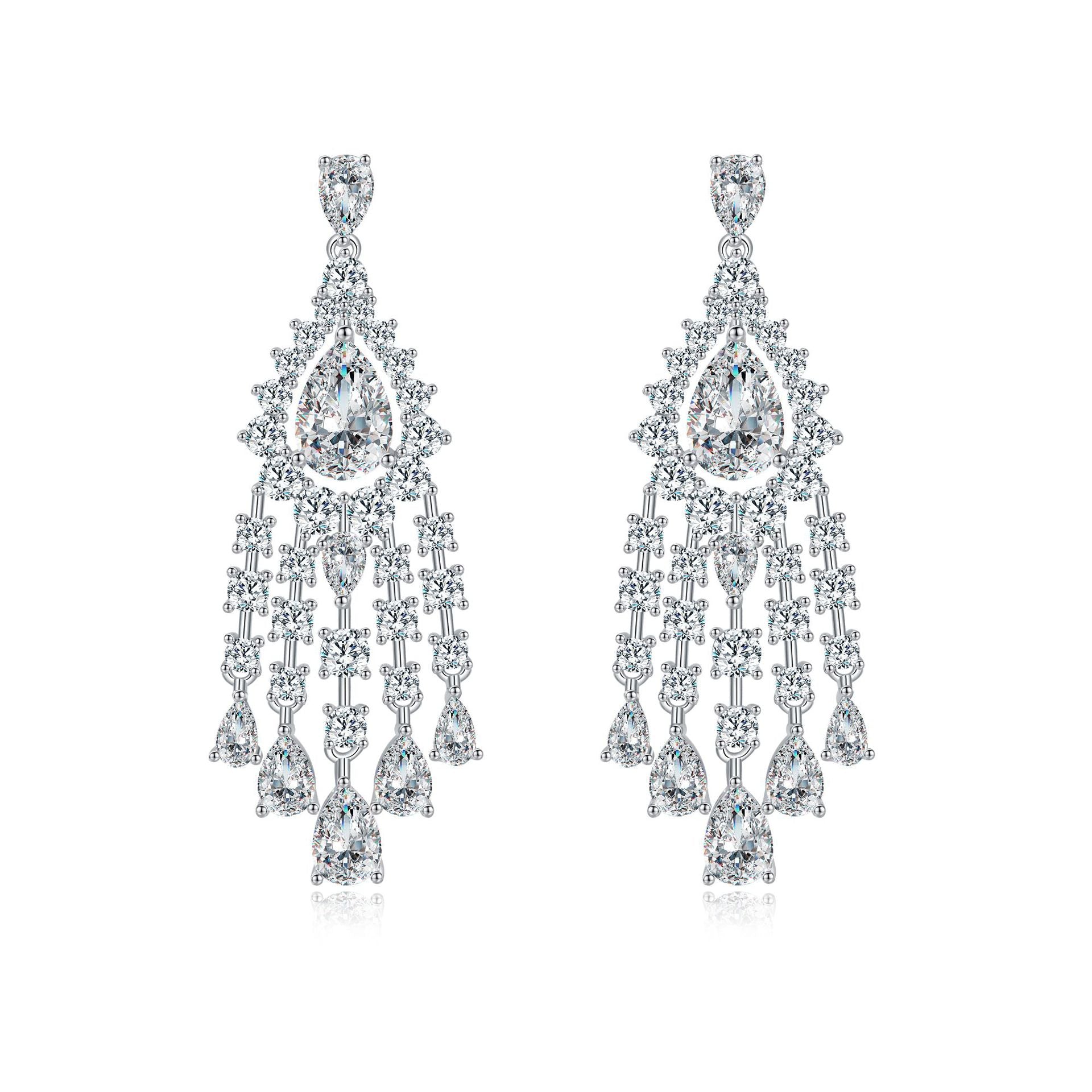 Pavé Chandelier Fringe Earrings – Sterling Silver