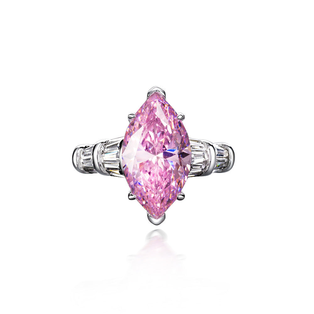 Pink Marquise Solitaire Ring – Sterling Silver, 3 Carat