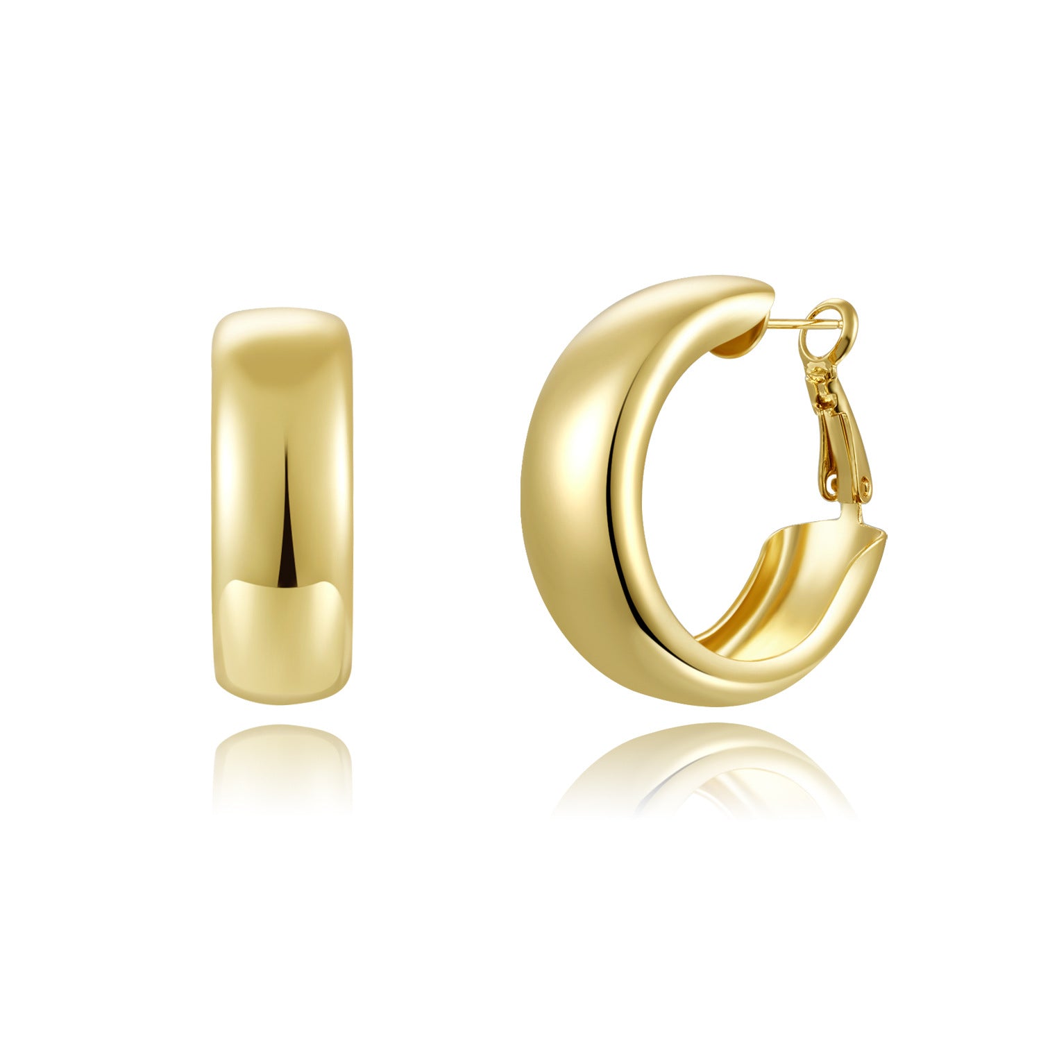 Chunky Dome Hoop Earrings – 18K Gold Plated, 30mm
