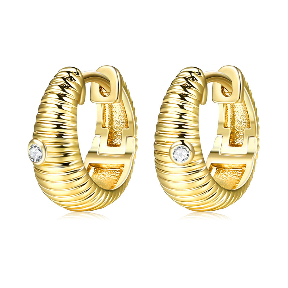 Ribbed Chunky Huggie Earrings – 18K Gold Plated, 15mm