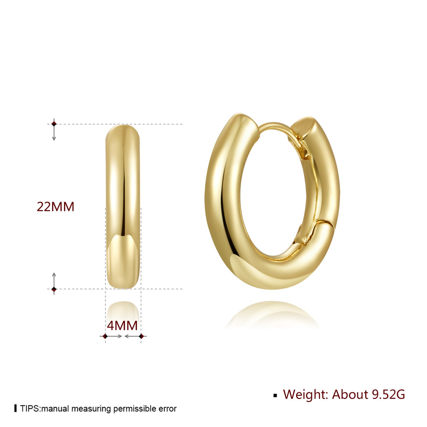Slim Everyday Huggie Earrings – 18K Gold Plated, 22mm