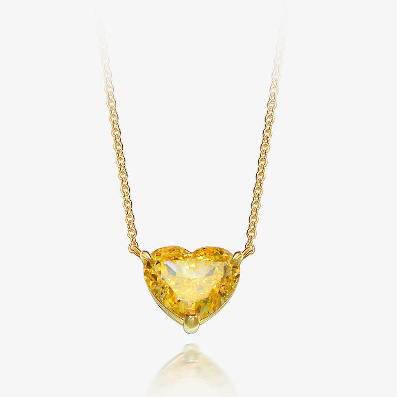 Yellow Heart Necklace with Pearl Chain – Gold-Plated Sterling Silver