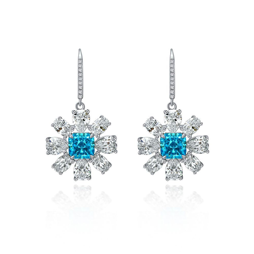 Starburst Square Drop Earrings – Sterling Silver