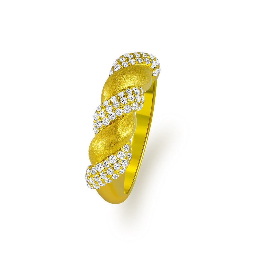Twisted Rope Dome Ring – 18K Gold-Plated Sterling Silver