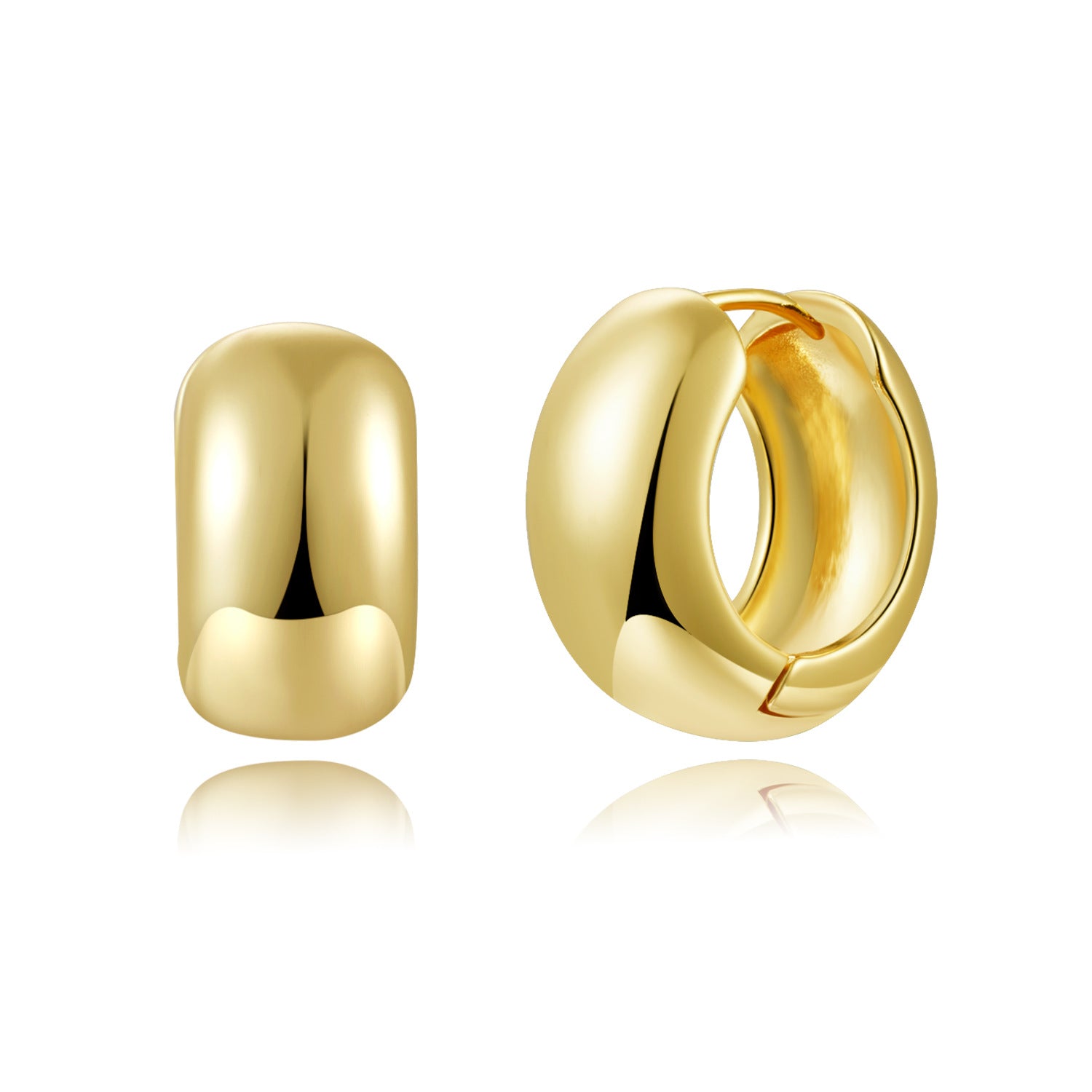 Wide Puffed Huggie Earrings – 18K Gold Plated, 19mm