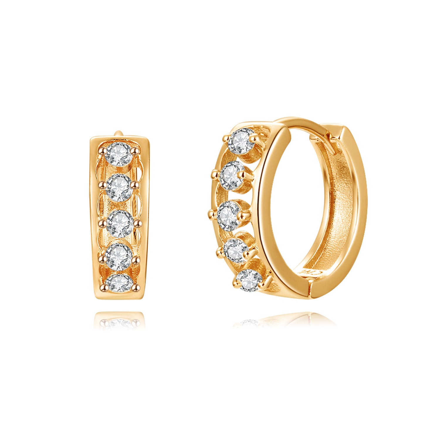 Mixed Crystal Huggie Earrings – 18K Gold Plated, 16mm