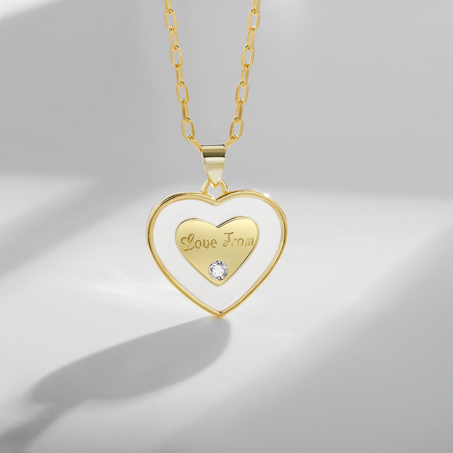 Crystal Heart Pendant Necklace – 18K Gold Plated, 45 + 5cm