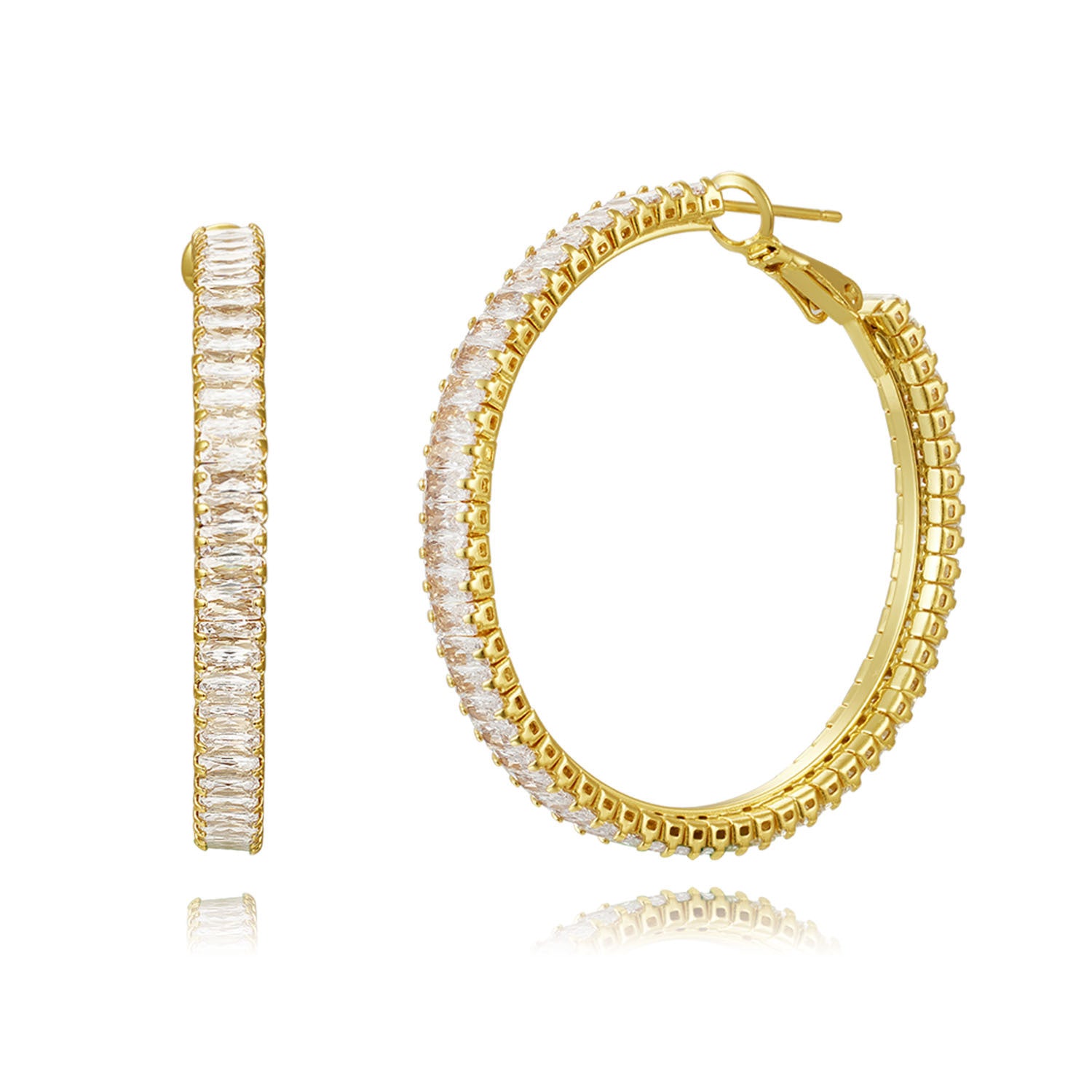 Pavé Inside-Out Hoop Earrings – 18K Gold Plated, 33–54mm