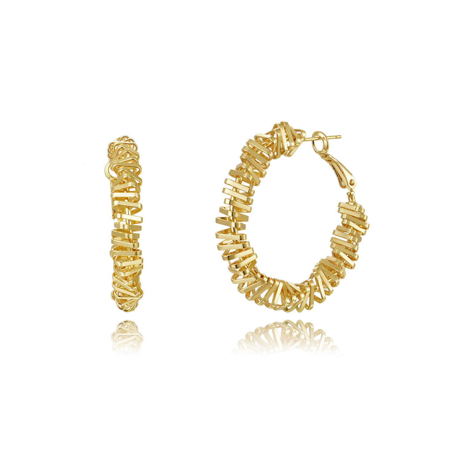 Textured Twist Hoop Earrings – 18K Gold Plated, 40mm
