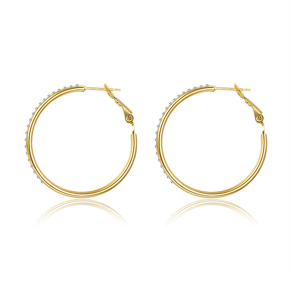 Fine Thin Hoop Earrings – 18K Gold Plated, 35mm