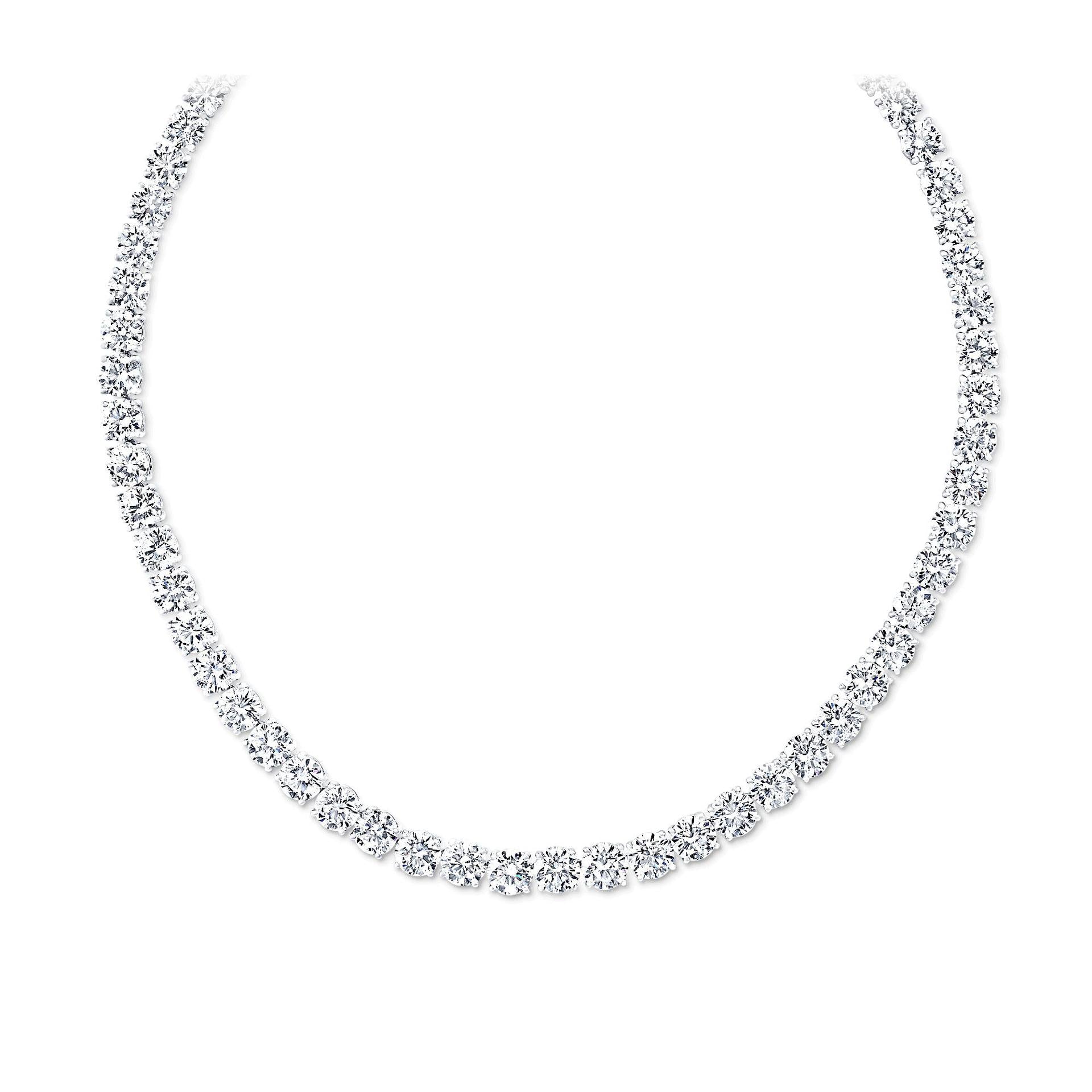 Round-Cut Tennis Necklace – Sterling Silver, 4mm