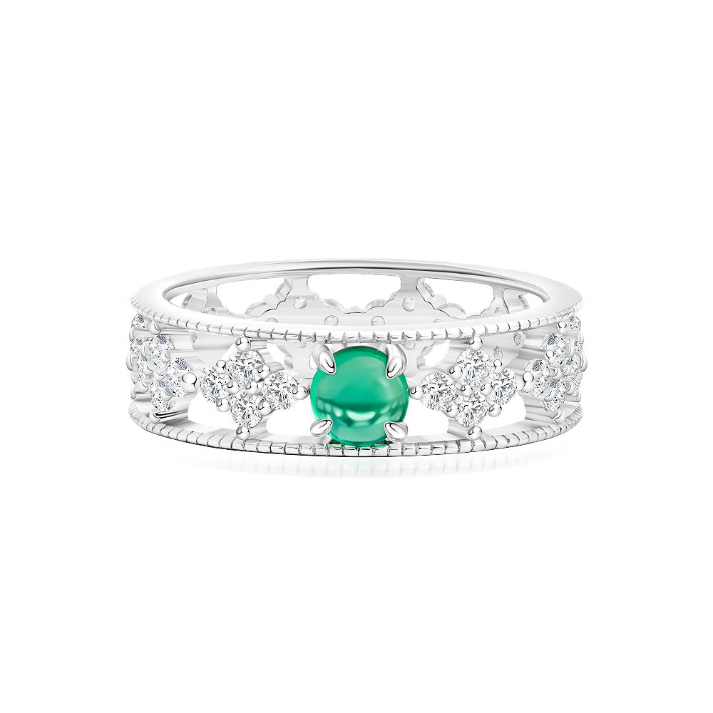 Green Round Lace Openwork Band – Sterling Silver, 0.5 Carat