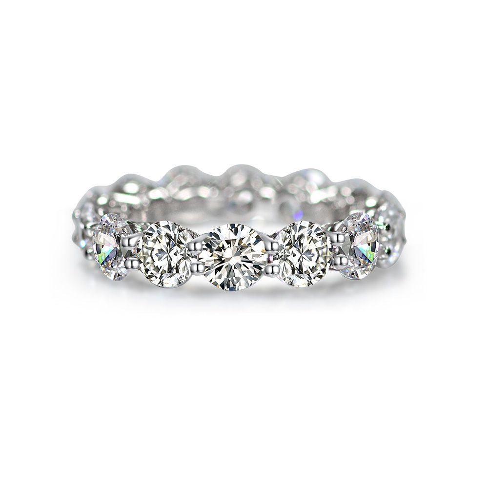 Round-Cut Eternity Band – Sterling Silver, 5mm