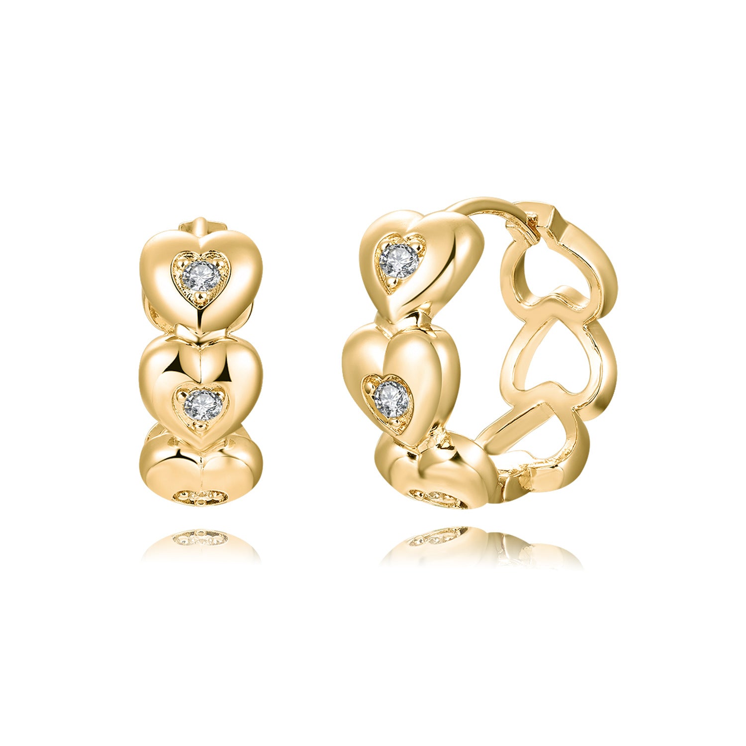 Interlocking Heart Huggie Earrings – 18K Gold Plated, 20mm