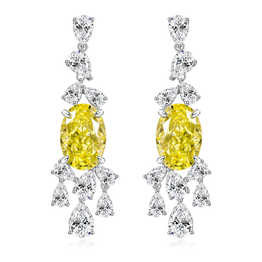 Oval Chandelier Drop Earrings – Sterling Silver, 4 Carat
