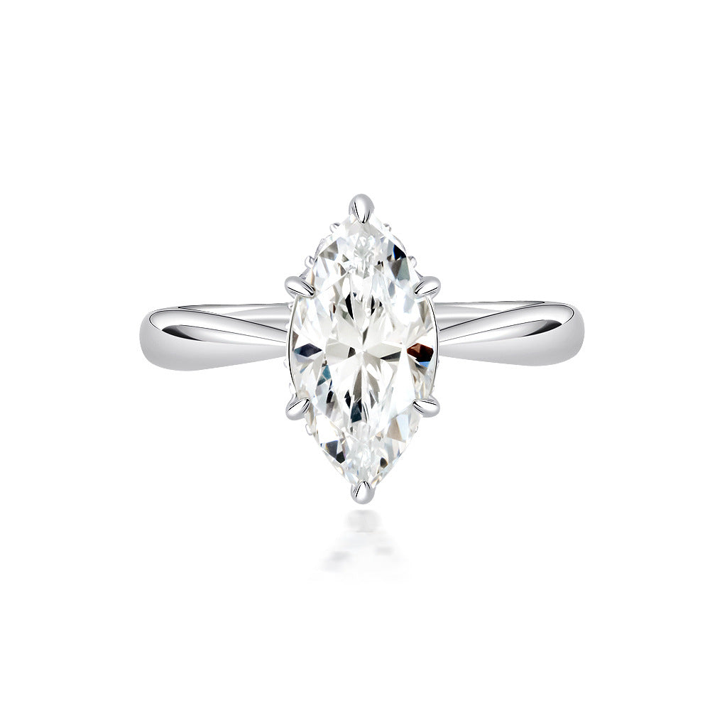 Marquise Solitaire Engagement Ring – Sterling Silver, 3 Carat