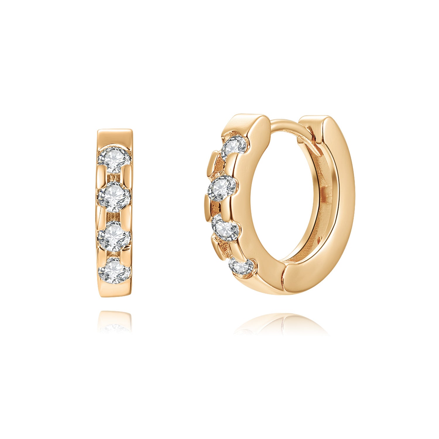 Crystal Station Huggie Earrings – 18K Gold Plated, 17mm