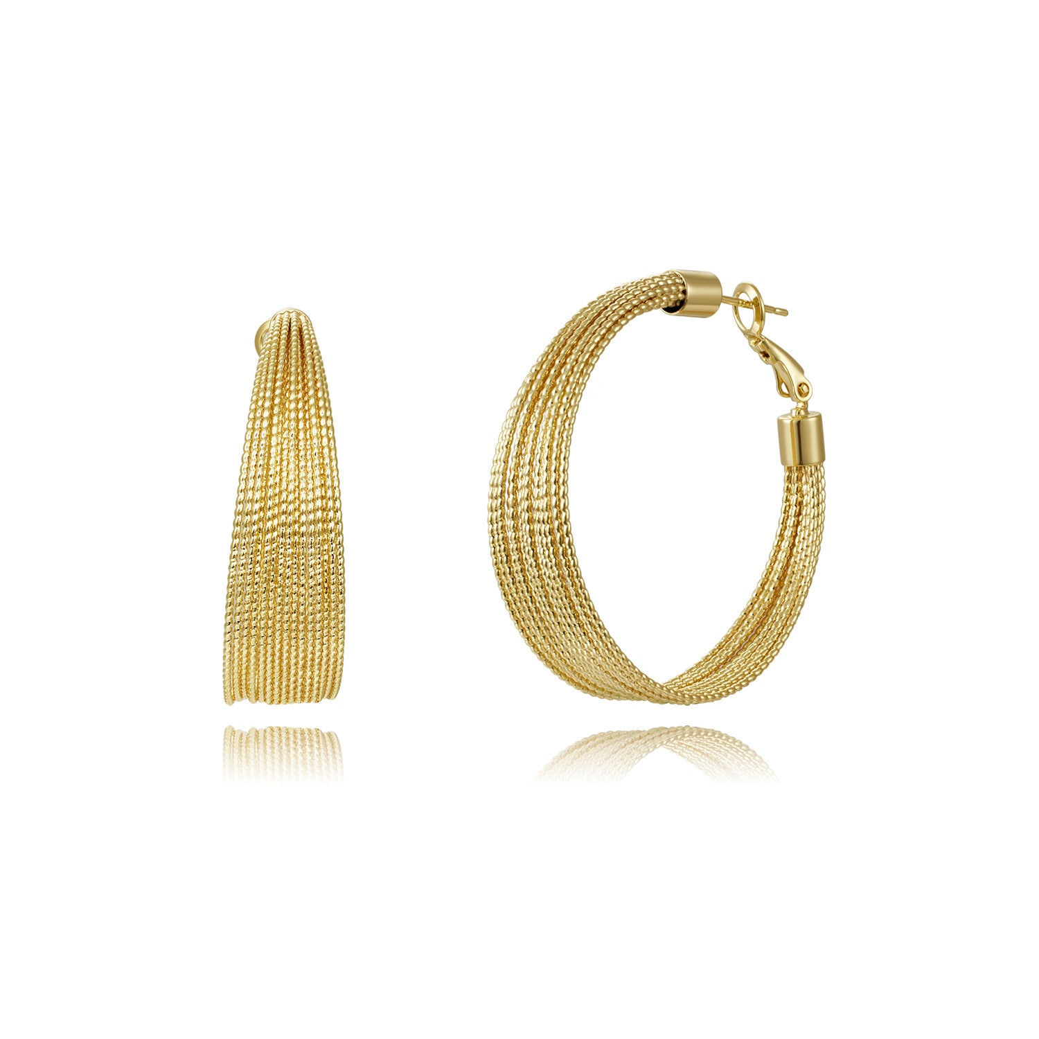 Brushed Wide Hoop Earrings – 18K Gold Plated, 42mm