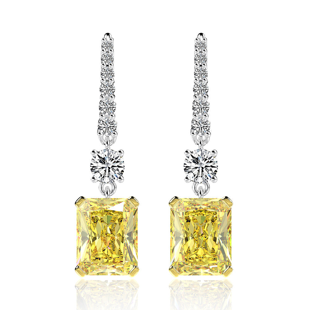 Radiant-Cut Pavé Bar Drop Earrings – Sterling Silver